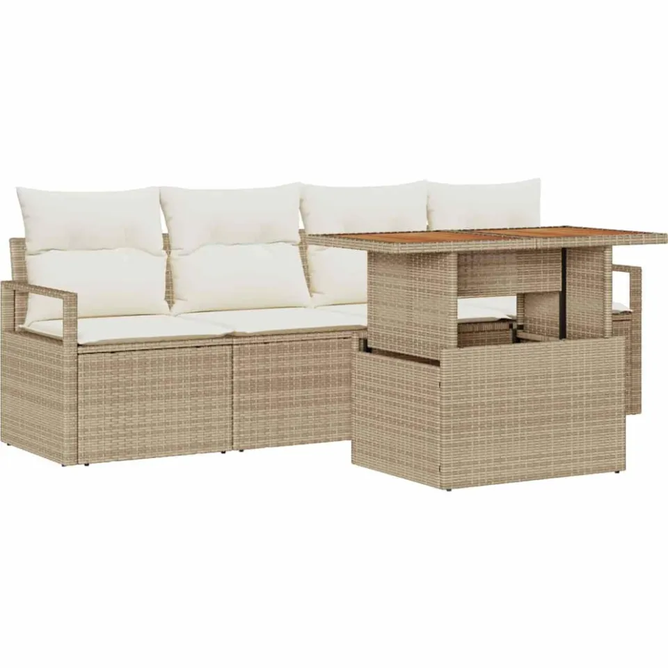 vidaXL Tuin Sofa Set 5 st Beige Poly riet