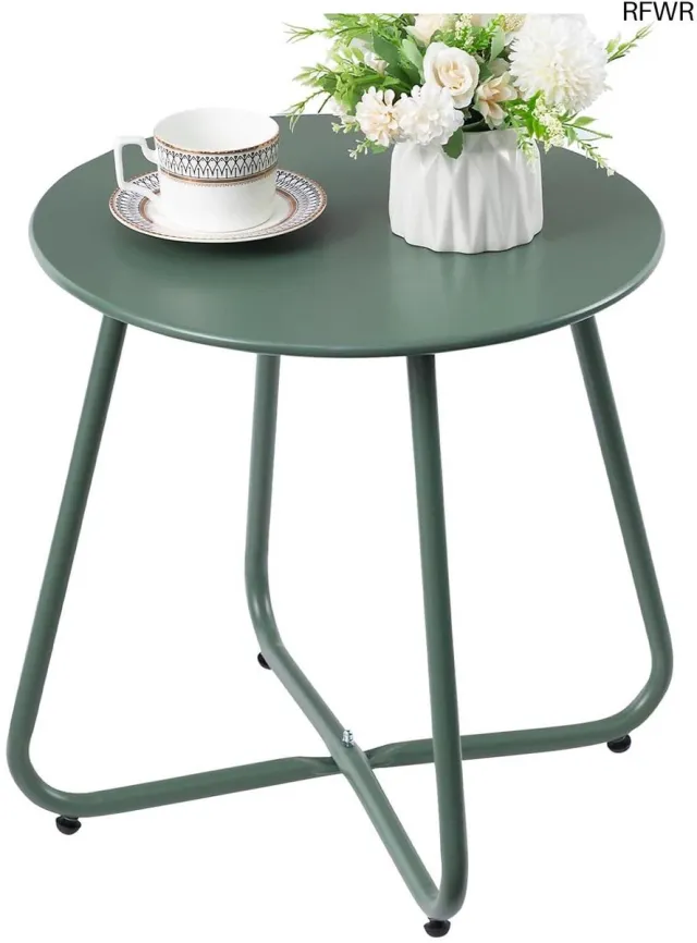 RFWR Ronde Bijzettafel voor Buiten - Weerbestendig en Draagbaar voor Terras en Balkon Groen