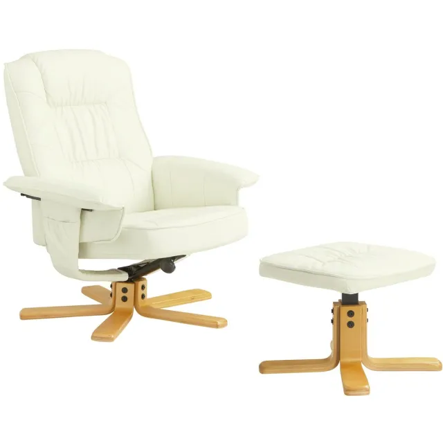 IDIMEX Relaxfauteuil CHARLY met voetenbankje en kunstleer in wit
