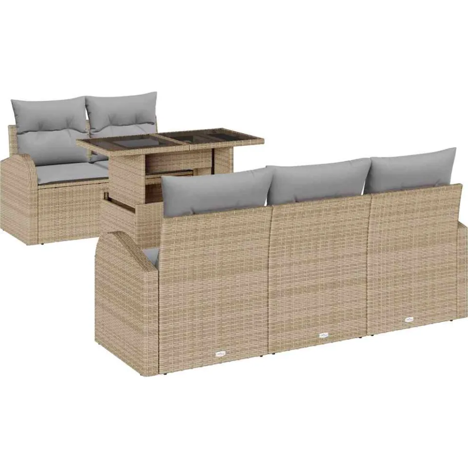 vidaXL Tuin Sofa Set 6 st Beige poly rattan
