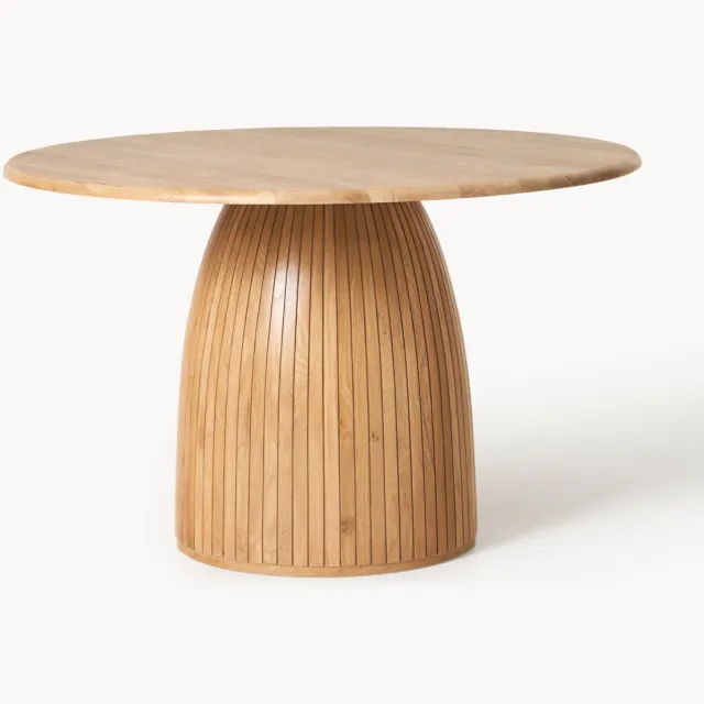 Westwing Collection Ronde eettafel Nelly met groefstructuur, in verschillende formaten beige