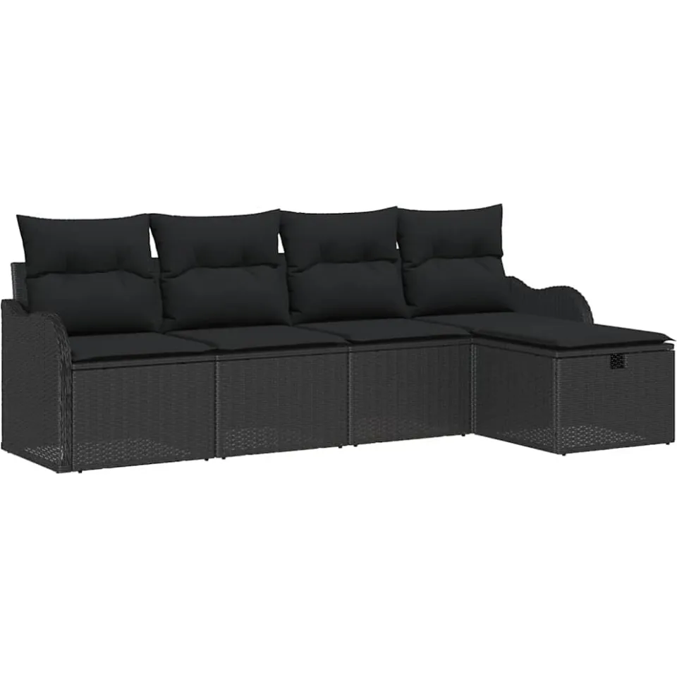 vidaXL Tuin Sofa Set 5 st Poly riet zwart
