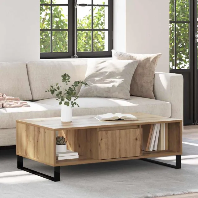 vidaXL Salontafel Artisan Eiken 104 x 60 x 35 cm Bewerkt hout Bruin