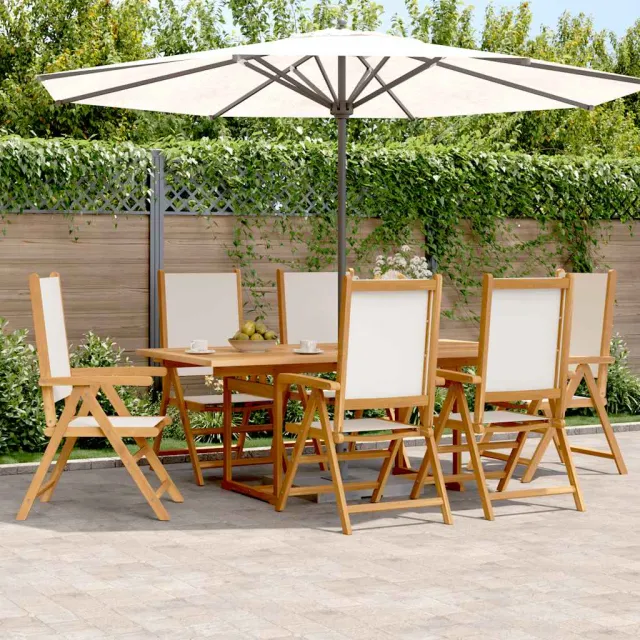 vidaXL 7-delige Tuinset massief hout en stof crèmewit, foto 2