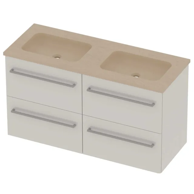 Basic-Line Rocky 46 Badmeubelset Hardsteen 120x46x62 cm R46ssdhw2x600 Ice White Sand Stone Beige