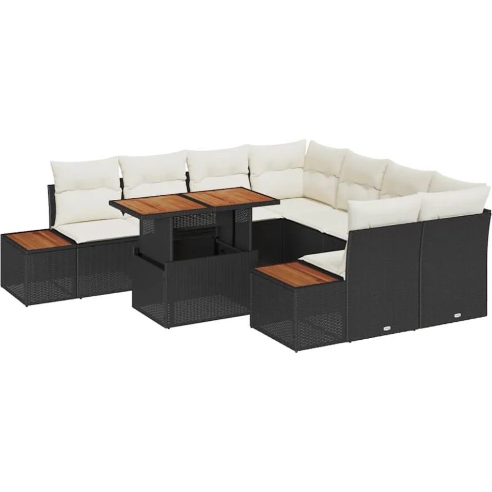 vidaXL Tuin Sofa Set 9 st Zwart Poly riet