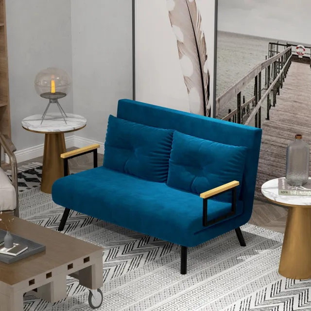 CHICFURN Slaapfauteuil - 5-standen verstelbaar - Stalen frame - Blauw