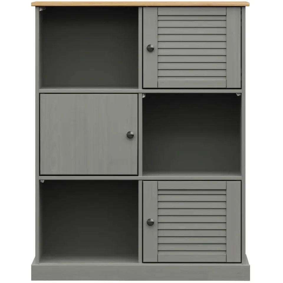vidaXL Boekenkast VIGO 90x35x114,5 cm massief grenenhout grijs