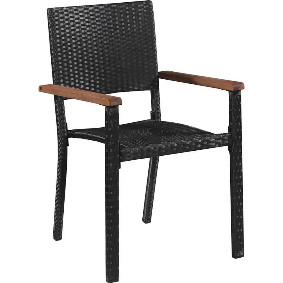 vidaXL 9-delige Tuinset poly rattan en acaciahout zwart