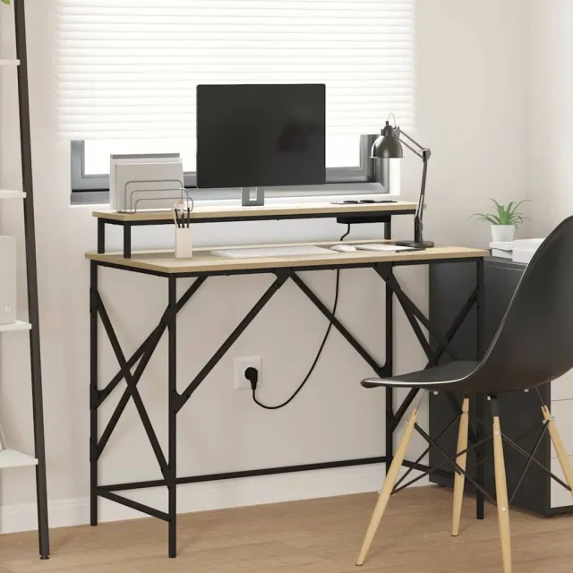 vidaXL Bureau Sonoma Eiken 100 x 50 x 86,5 cm Bewerkt hout, foto 2