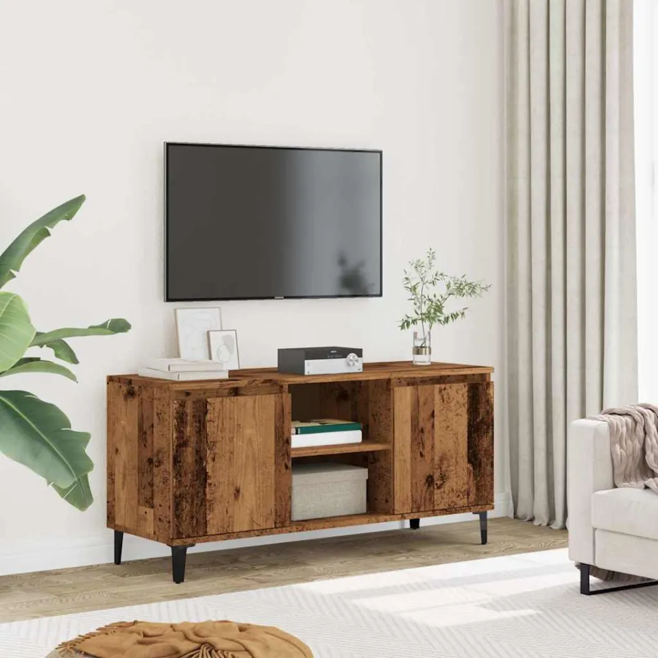 vidaXL Tv-meubel 102x35x50 cm bewerkt hout oud houtkleurig bruin, foto 3