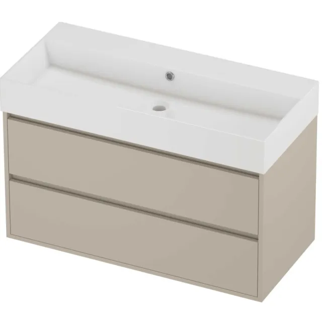 Proline Zara Badmeubelset Porselein Loft 100x46x65 cm Glans Wit Soft Linen Beige