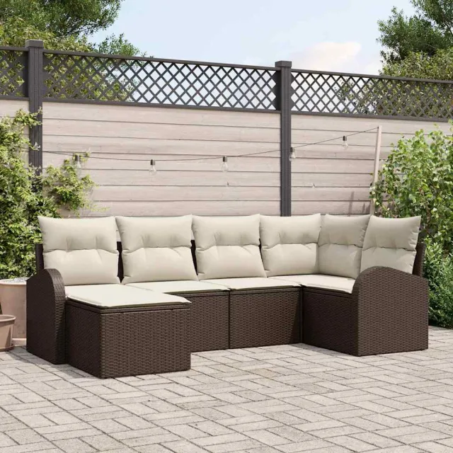 vidaXL Tuinbankenset 6 st Bruin poly rattan, foto 2
