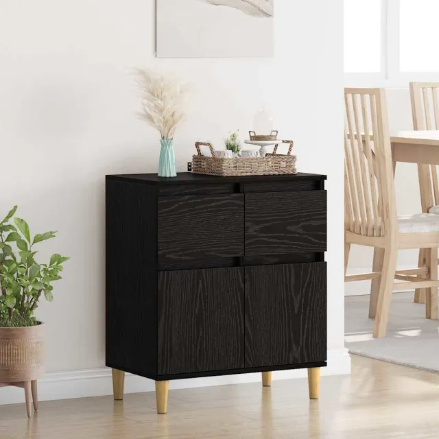 vidaXL Dressoir Zwart Eiken 60 x 35 x 70 cm Bewerkt hout, foto 2