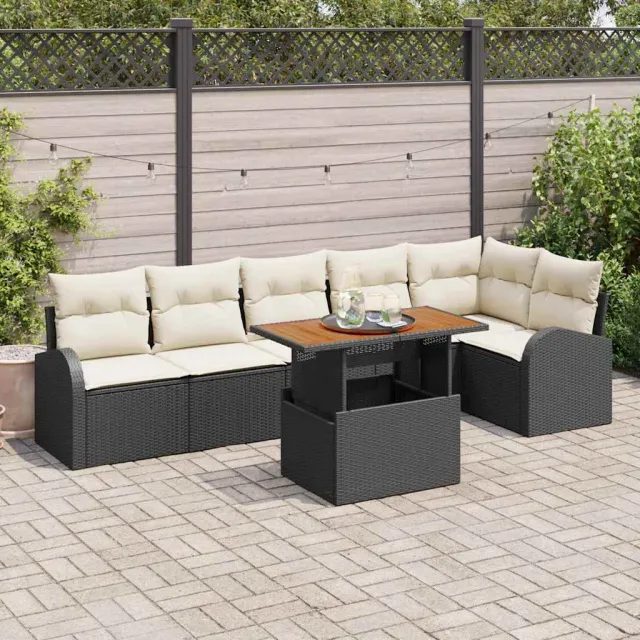 vidaXL Tuin Sofa Set 7 st Zwart Poly riet, foto 2