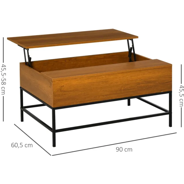 Homcom Salontafels - Salontafel - Salontafel Met Verborgen Opbergruimte - Bijzettafel - Tafel - Sidetable - Eettafel - Tafels - Woonkamer - Keukentafel - Salontafel Met Opbergruimte - Salon Tafel - Tafeltje - Woonkamer Tafel - Woonkamer Tafeltje Bruin
