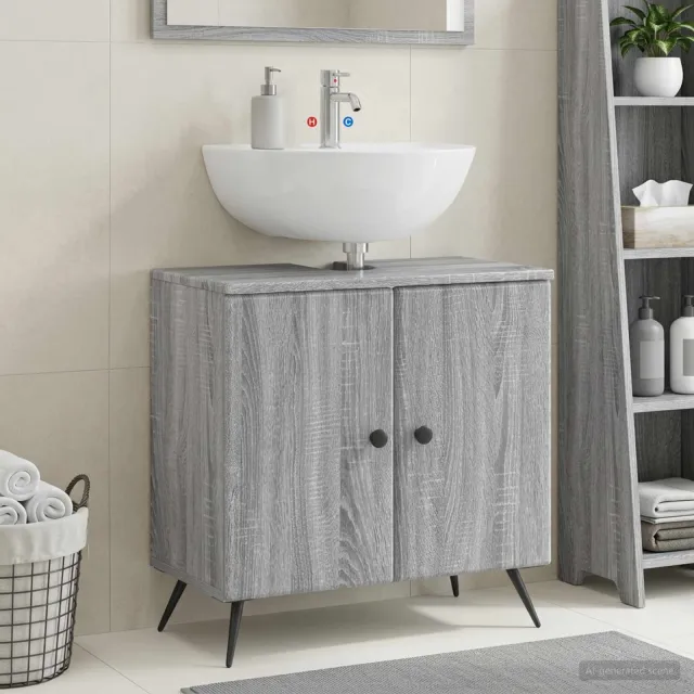 vidaXL Badkamer wastafelkast BREDA Grijs Sonoma 59,5 x 31,5 x 59 cm, foto 2