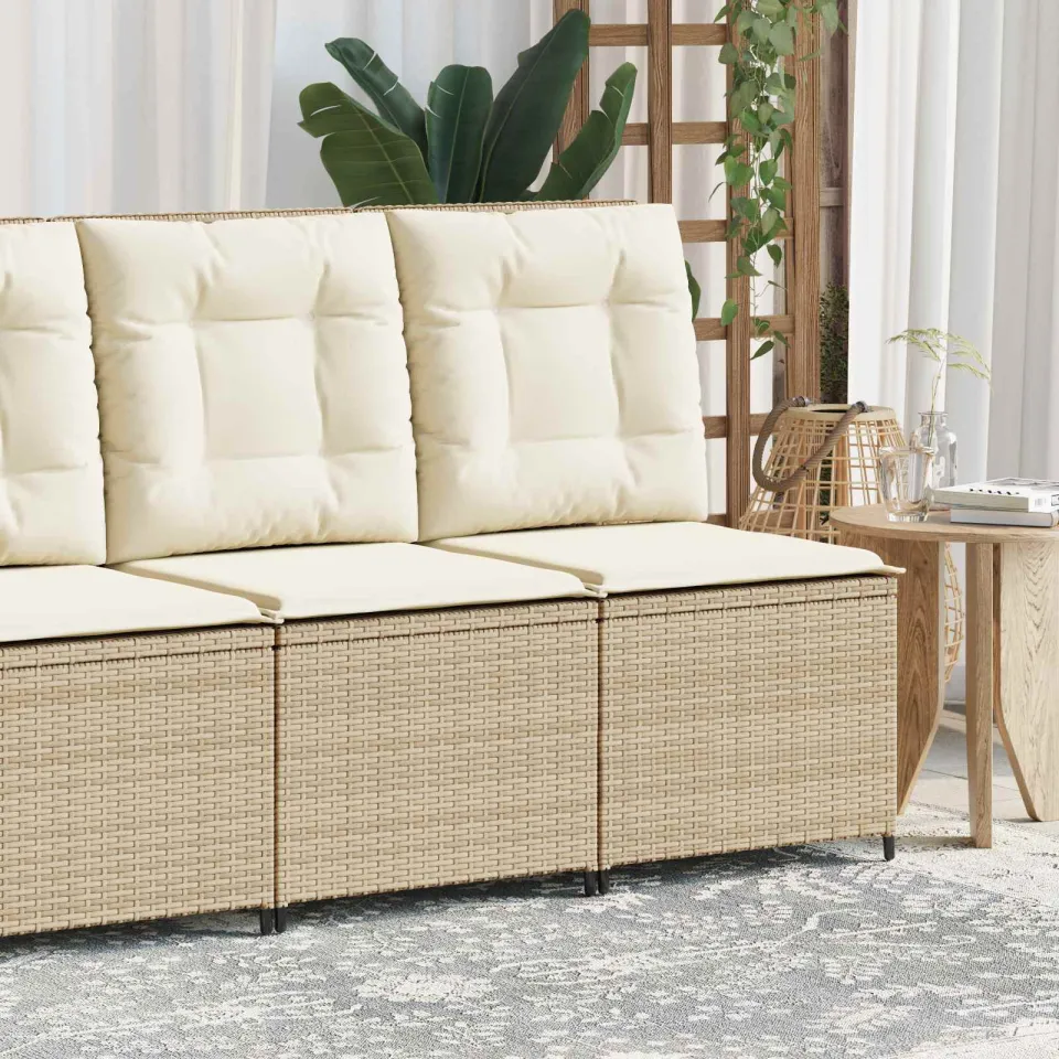 vidaXL Tuinbank Beige en Crème Wit poly rattan, foto 3