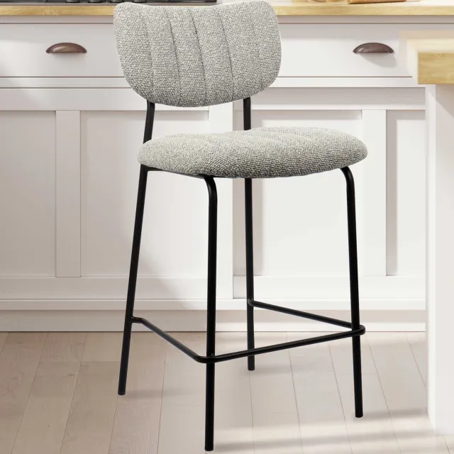 Rousseau Barkruk Georgi | 46 X 53 X 97 Cm | Grijs - Rousseau - Barstoel - Grijs - Stof - Set Van 2