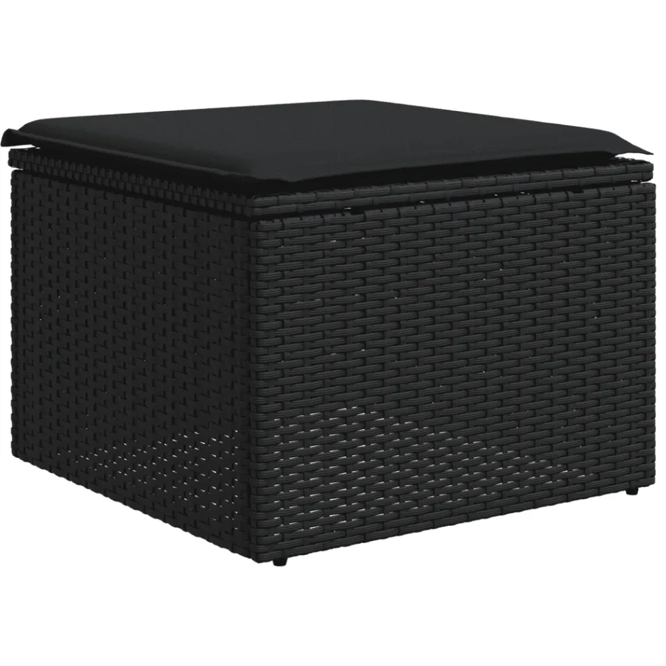 vidaXL 12-delige Loungeset met kussens poly rattan zwart, foto 3