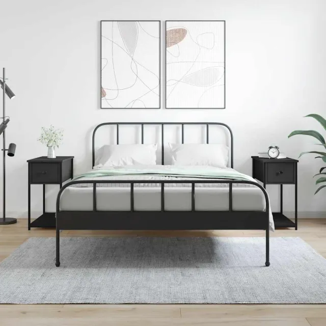 vidaXL Nachtkastjes 2 st 30x60x60 cm bewerkt hout zwart, foto 2