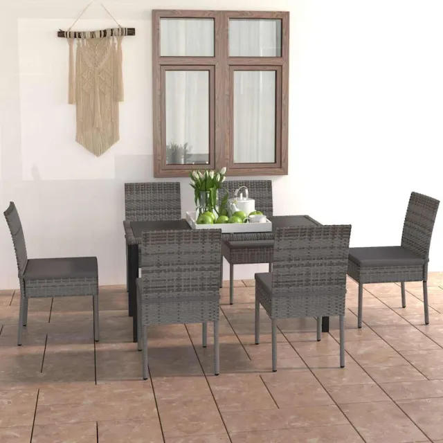 vidaXL 7-delige Tuinset poly rattan grijs, foto 2