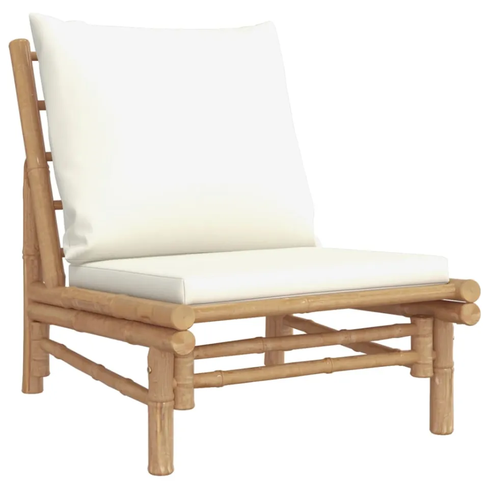 vidaXL 5-delige Loungeset met kussens bamboe crèmewit, foto 3