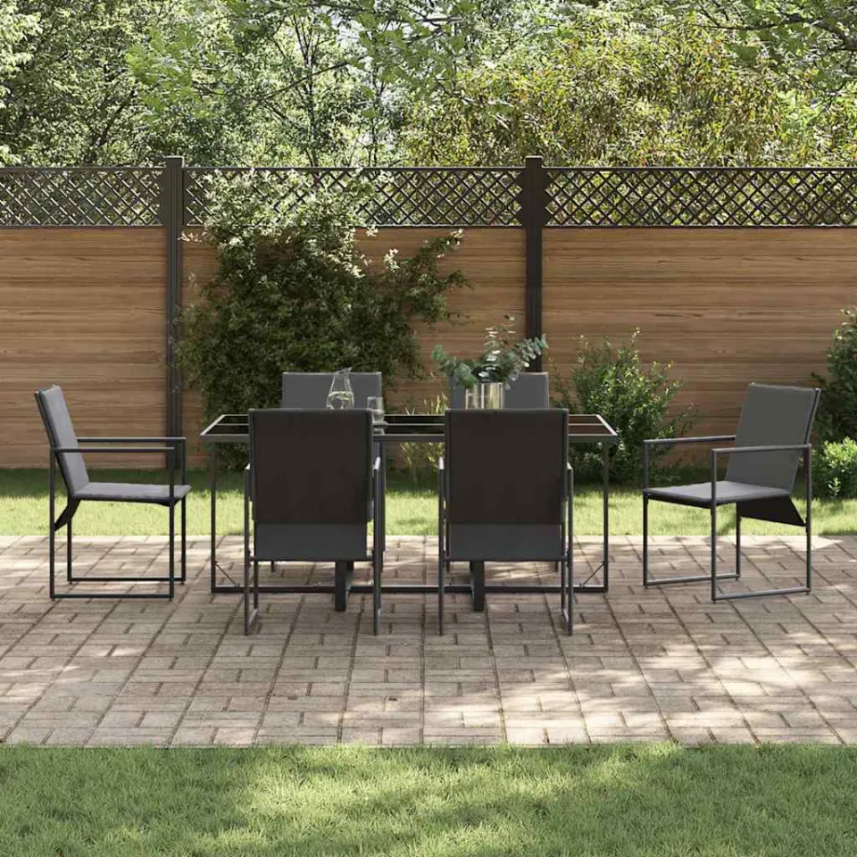 vidaXL Tuin eettafelset 7 st Zwart Staal, foto 3