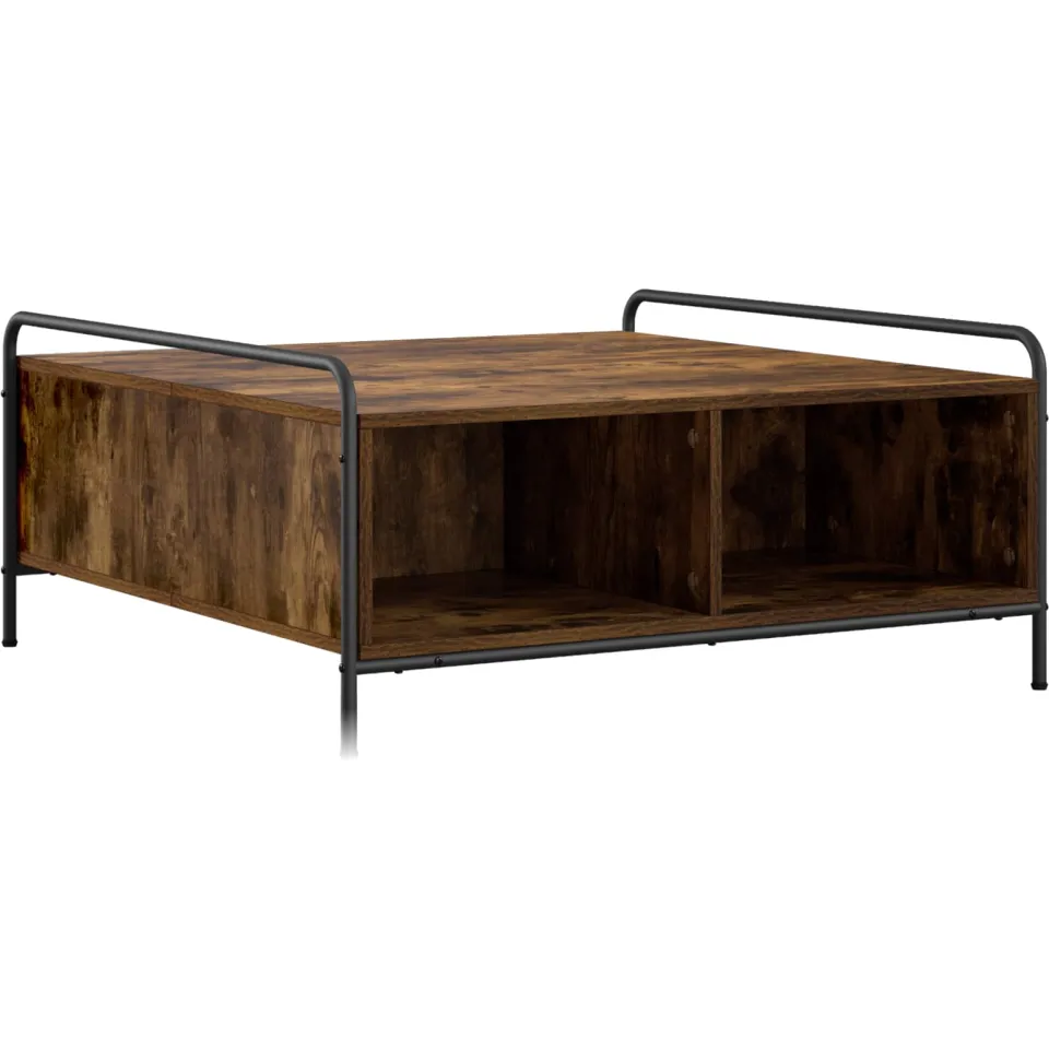 vidaXL Salontafel Gerookt eiken 90 x 90 x 41 cm Bewerkt hout, foto 3