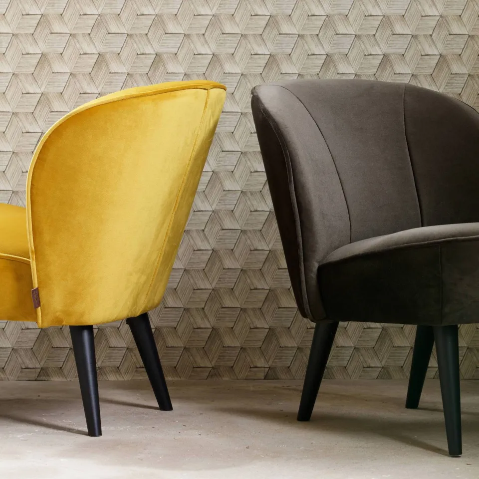 WOOOD Sara Fauteuil - Velvet - Donkerbruin - 71x59x70, foto 2