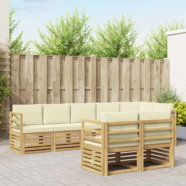 vidaXL Buiten bankenset 8 st 8-zits Wit en crèmekleurig Polyester