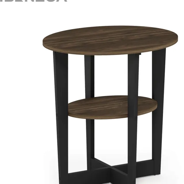 Ibenzoa Bijzettafel - Ovaal - Columbia walnoot/zwart - Hout