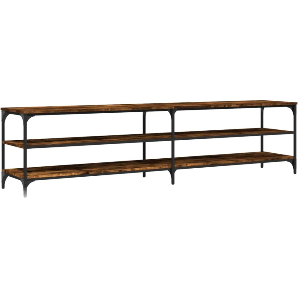 vidaXL Tv-meubel 200x30x50 cm bewerkt hout metaal gerookt eikenkleurig Bruin