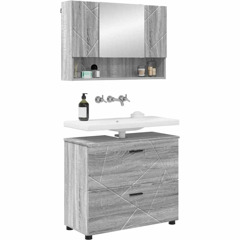 vidaXL Badkamermeubelset 2 st Grijs Sonoma 76,5 x 35 x 64 cm