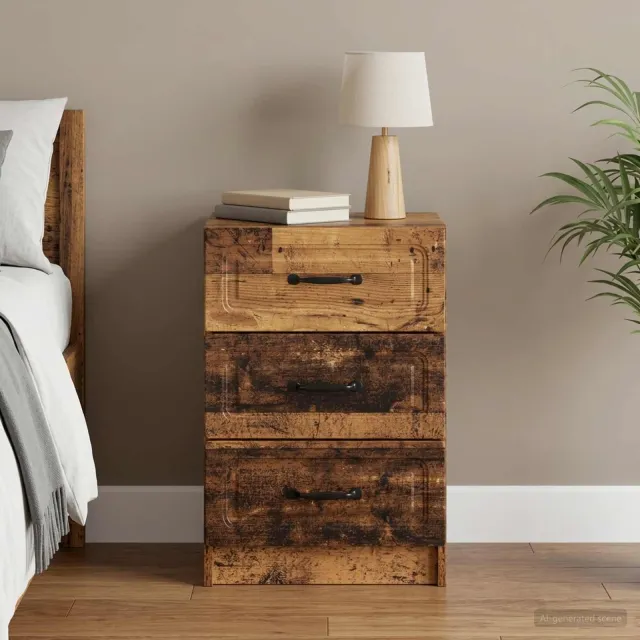 vidaXL Nachtkastje Oud hout 43 x 41 x 63,5 cm Bewerkt hout bruin, foto 2