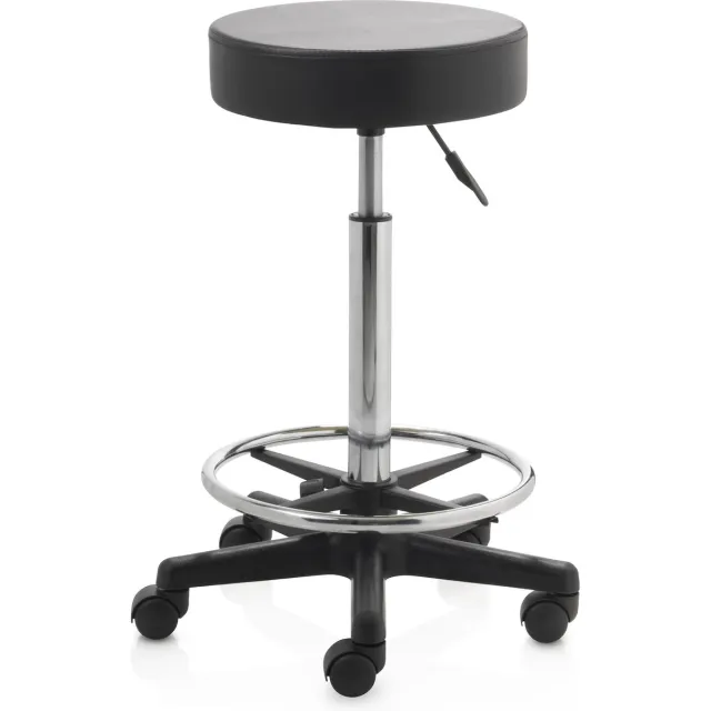 ZenGrowth ergonomische tabouret met hoge gasveer zwart - Kapperskruk op zachte wielen – Met voetring – Tabouret - In hoogte verstelbaar