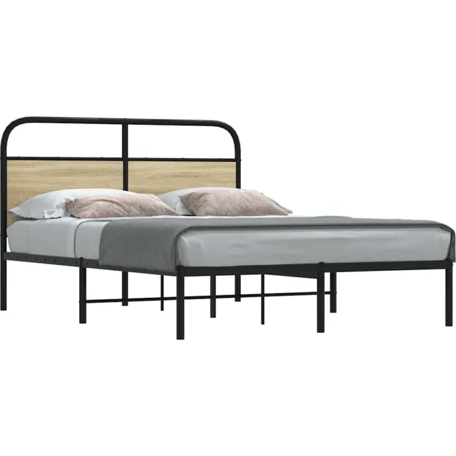 vidaXL Bedframe zonder matras bewerkt hout sonoma eikenkleur 120x190cm