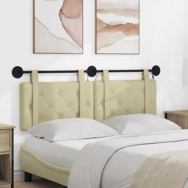 vidaXL Hangend hoofdbord Crèmekleurig Kunstleer