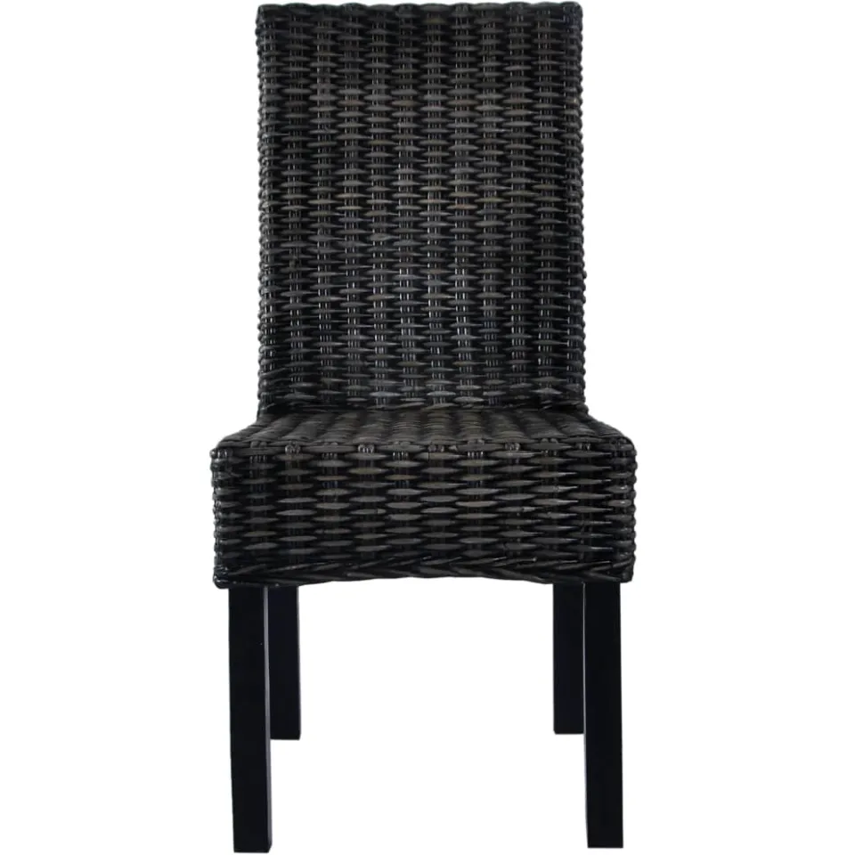 vidaXL Eetkamerstoelen 4 st kubu rattan en mangohout zwart, foto 2
