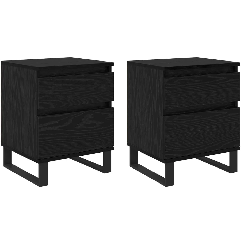 vidaXL Nachtkastje 2 st Zwart Eiken 40 x 35 x 50 cm Bewerkt hout, foto 3