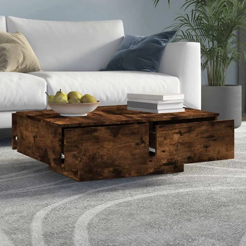 vidaXL Salontafel 90x60x31 cm bewerkt hout gerookt eikenkleurig, foto 3