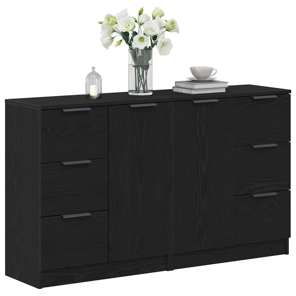 vidaXL Dressoir Zwart Eiken 120 x 30 x 70 cm Bewerkt hout