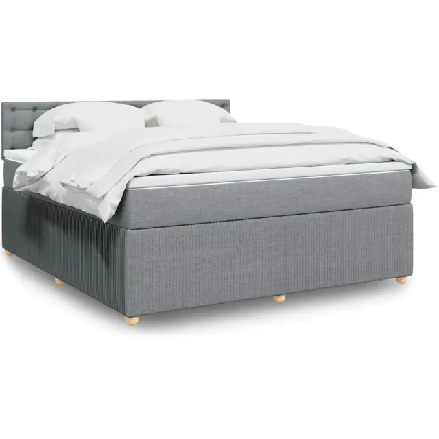 vidaXL Boxspring met matras stof lichtgrijs 180x200 cm grijs