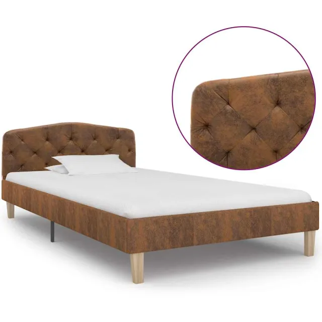 vidaXL Bedframe kunstsuède bruin 90x200 cm