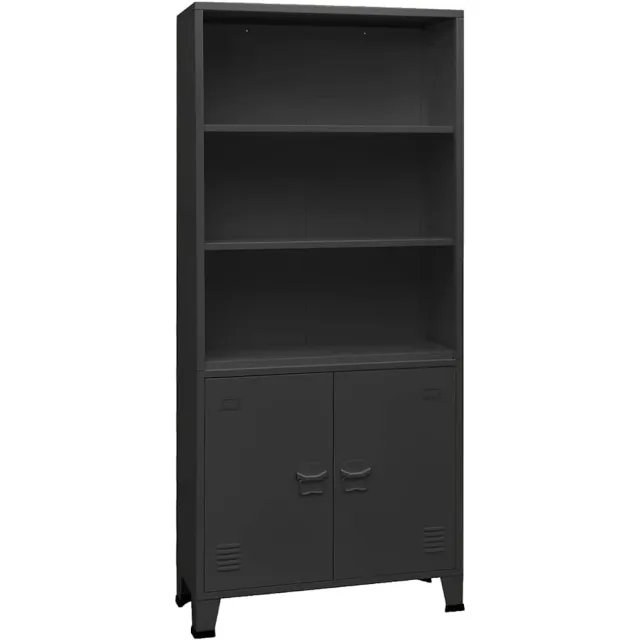 vidaXL Boekenkast industrieel 80x32x180 cm staal antracietkleurig Anthraciet