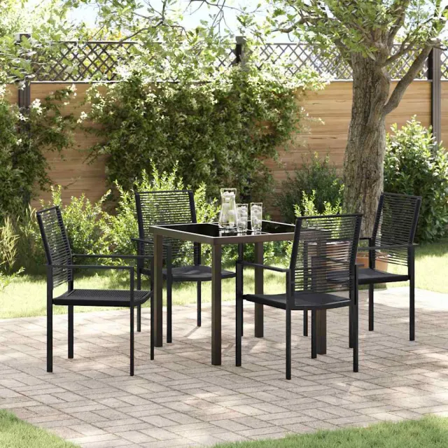 vidaXL Tuin eettafelset 5 st Zwart Gepoedercoat staal, foto 2