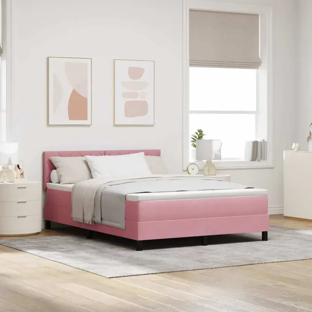 vidaXL Boxspringbed met hoofdeinde Roze 140 x 200 cm Fluweel