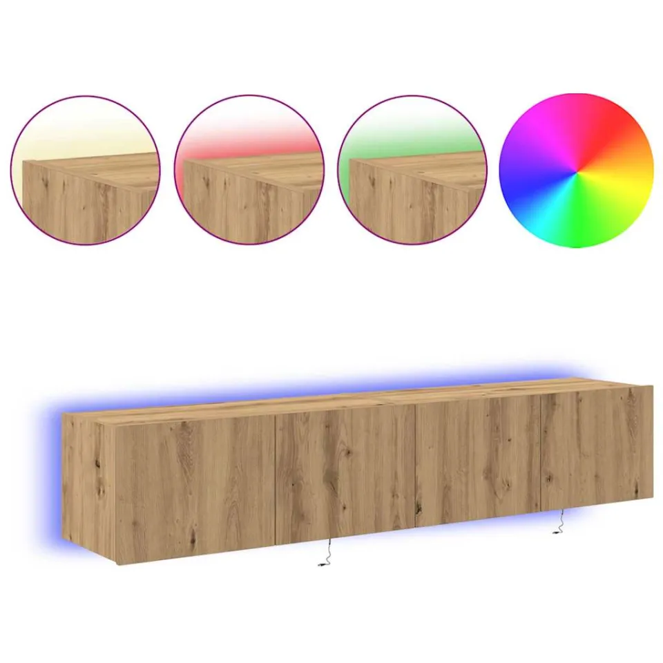 vidaXL TV Wandkast 2 st Artisan Eiken Bewerkt hout, foto 4