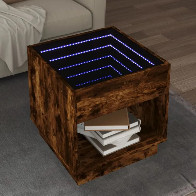 vidaXL Salontafel met Infinity LED 50x50x50 cm gerookt eikenkleurig, foto 2