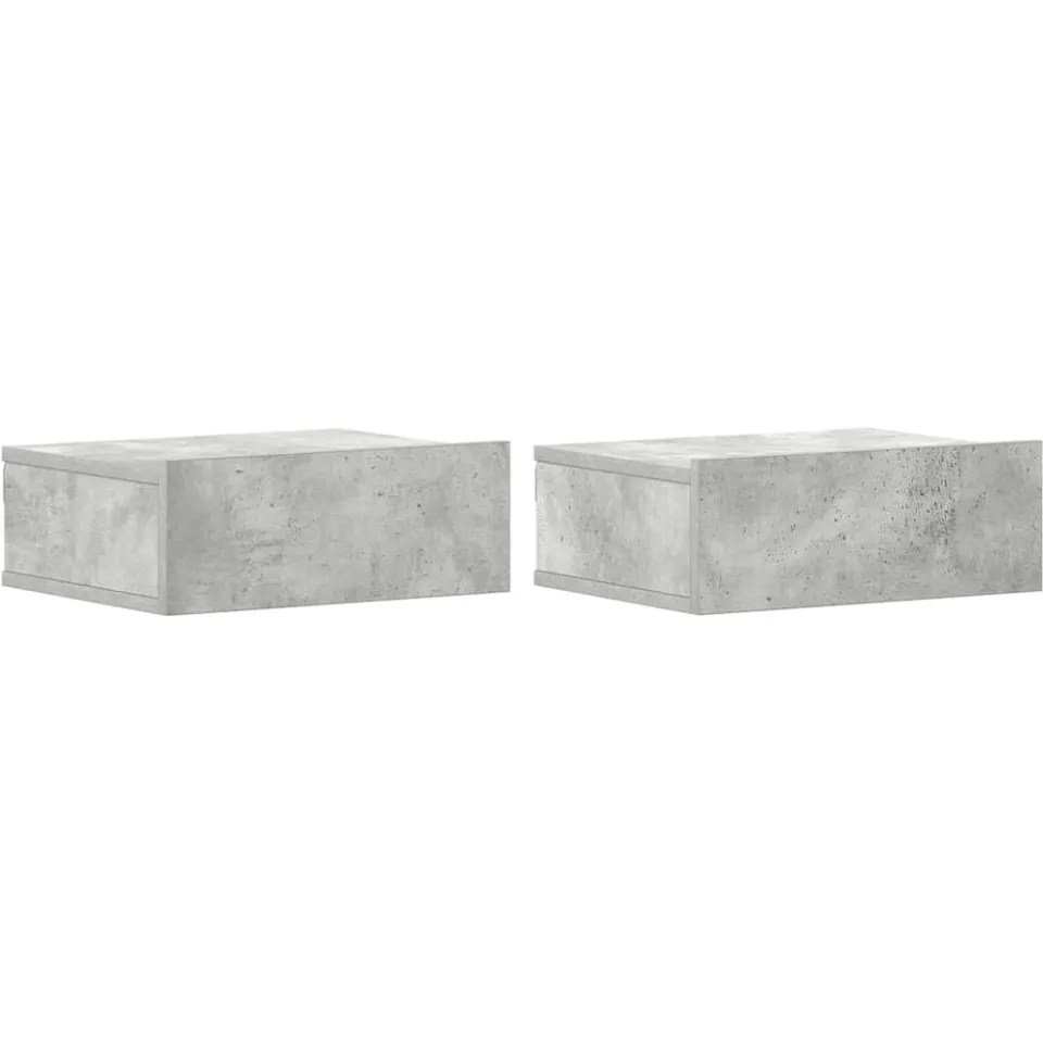 vidaXL Nachtkastjes 2 st zwevend 40x30x15 cm bewerkt hout betongrijs